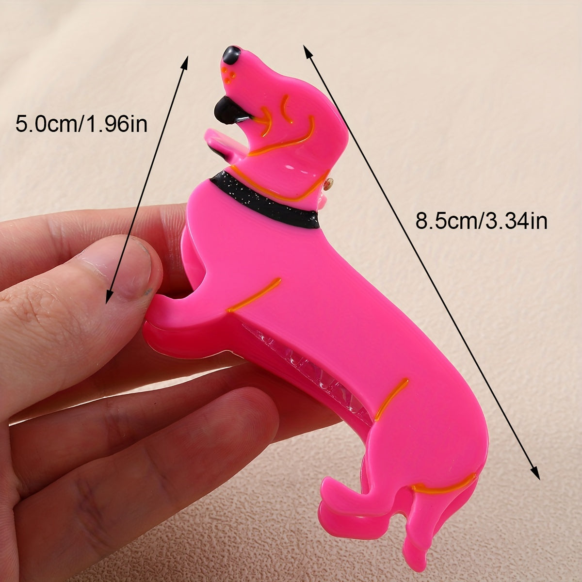 Acrylic Pink Dog Hair Claw Large Hair Clip