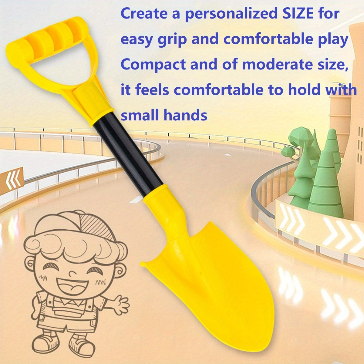 Yellow Kids Beach & Snow Shovel Durable Thick Plastic Outdoor Toy