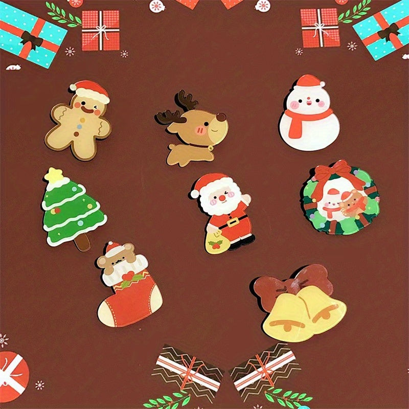 8pcs Cartoon Christmas Brooch Pin For Boys