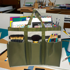 Craft Supplies Tote Bag Green Nylon Fabric Organizer Bag