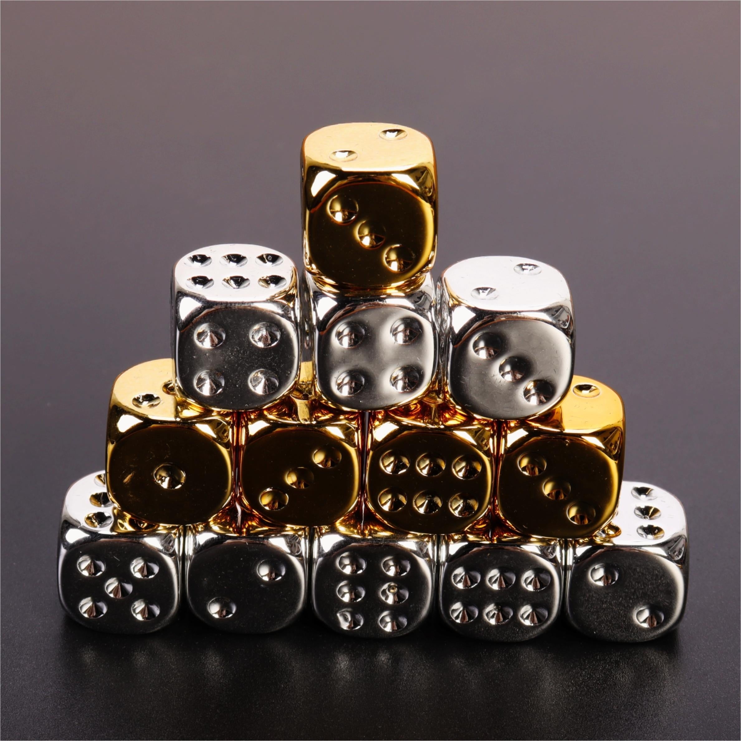 10pcs Metal Acrylic Dice for Family Entertainment Game