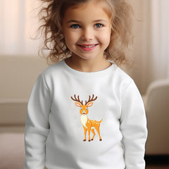 Girls Deer Pattern Crew Neck Sweatshirt for Spring Fall