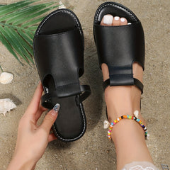 Women's Casual Flat Slippers Open Round Toe Non Slip Slides Shoes