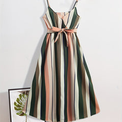 Girls Striped Sleeveless Summer Dress For Kids