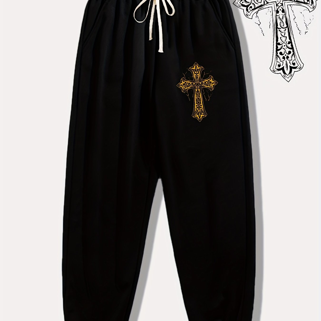 Pattern Print Drawstring Sweatpants Loose Fit Casual Joggers