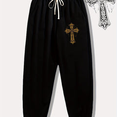 Pattern Print Drawstring Sweatpants Loose Fit Casual Joggers