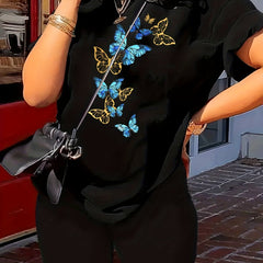 Butterfly Print Tee & Shorts Set