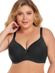 Plus Size Solid Full Coverage T-shirt Bra Non-Padded Medium Stretch