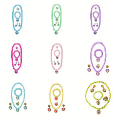 Girls Princess Crystal Jewel Set - Necklace, Ear Clip, Ring, Bracelet