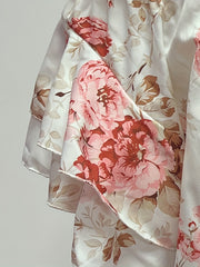 Floral Off Shoulder Blouse with Ruffle Trim Sleeve