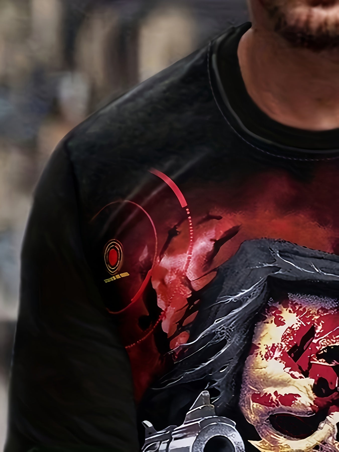 Terrifying Skull Print Men's Long Sleeve T-Shirt
