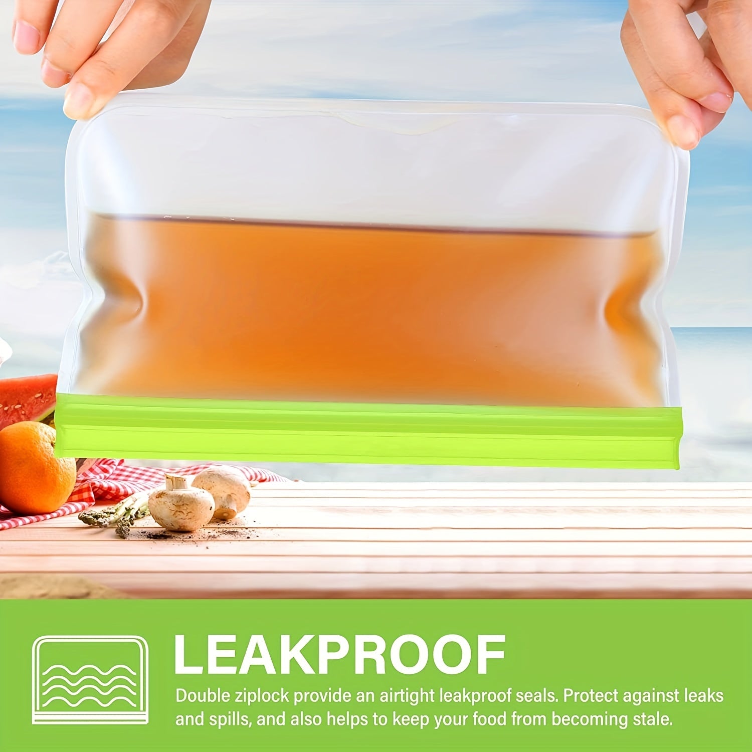 10pcs Reusable Food Storage Bags Leakproof Snack and Sandwich Bags