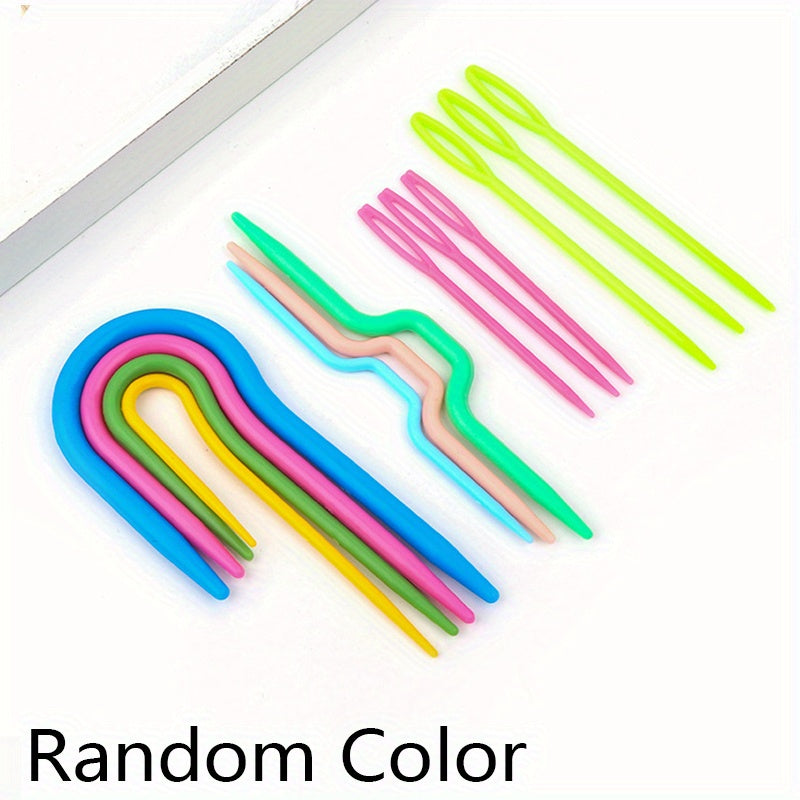 U Shape Cable Stitch Holders, Set of 3, Large Eye Plastic Needles