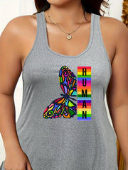 Butterfly Print Racer Back Tank Sleep Dress