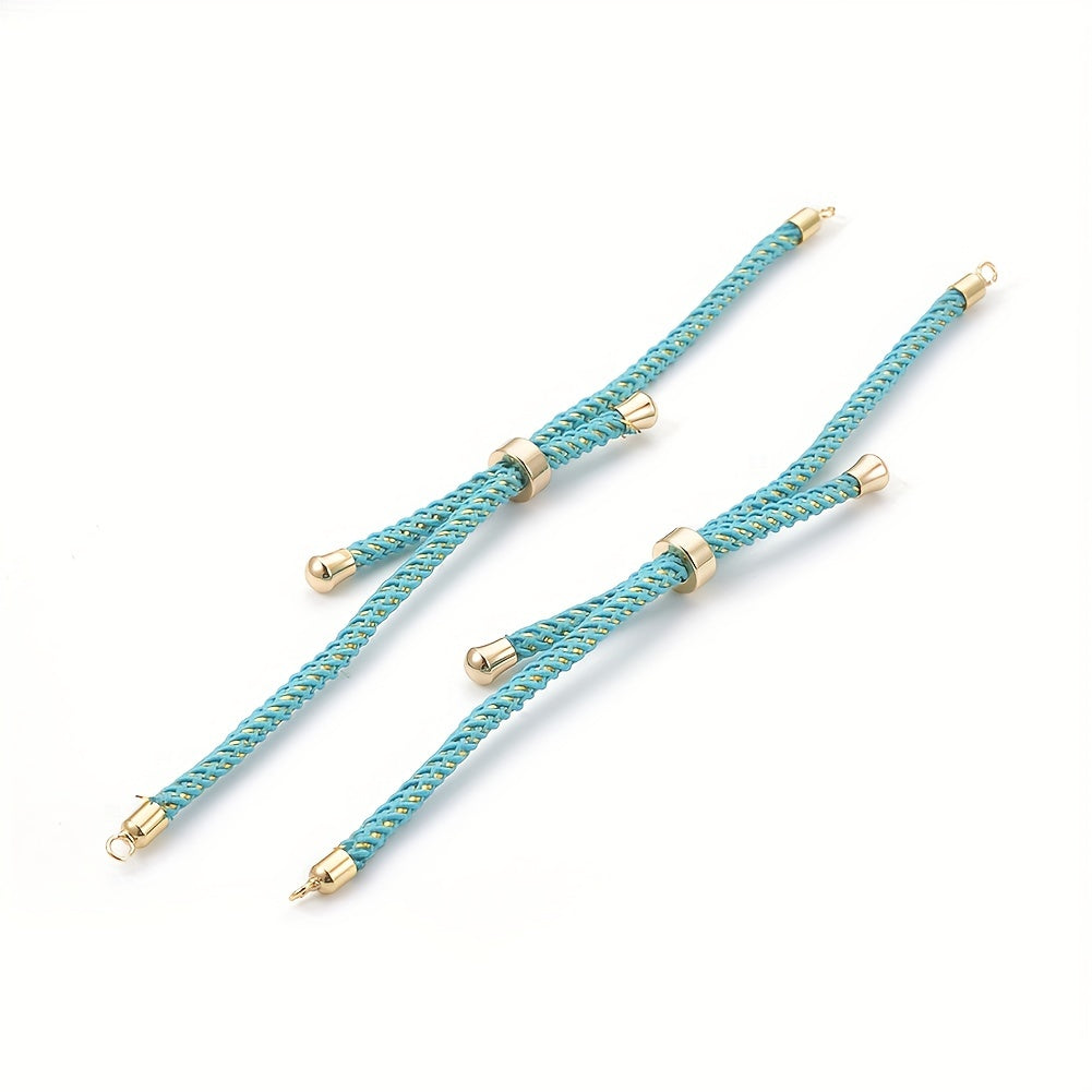 Adjustable Nylon Cord Slider With Brass Findings Mixed for DIY Bracelet Making