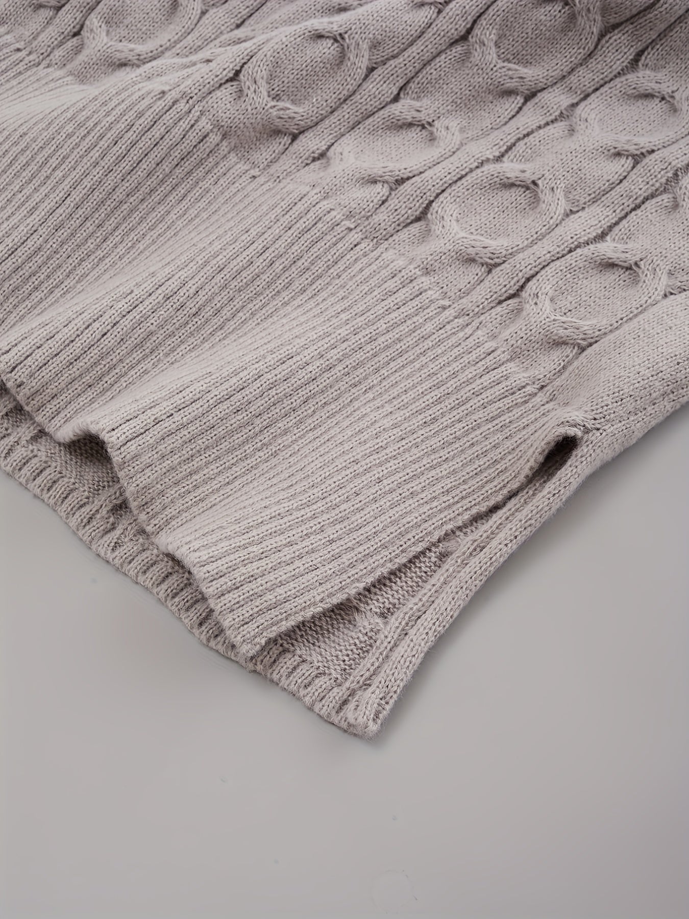V-Neck Cable Knit Sweater - Long Sleeve Pullover Jumper
