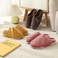Men's Stripped Fleece Slip On Slippers Warm Keep Assorted Colors Casual Shoes
