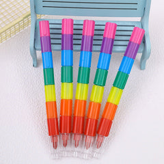 6pcs Vibrant Block Crayons for Kids - Festive Art Supplies with Holders