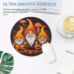 Fall Gnomes Round Mouse Pad Non Slip Rubber Base Small Size
