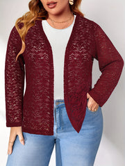 Lace Sleeve Open Front Cardigan