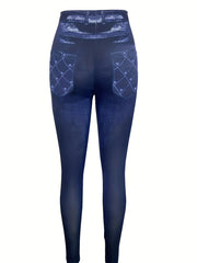 Denim Print High Rise Yoga Leggings