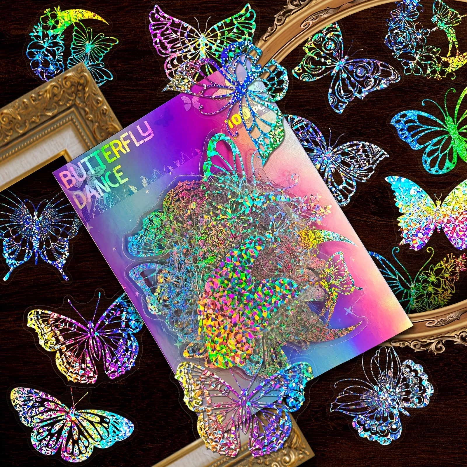 300pcs Holographic Resin Stickers Magic World Butterfly Theme
