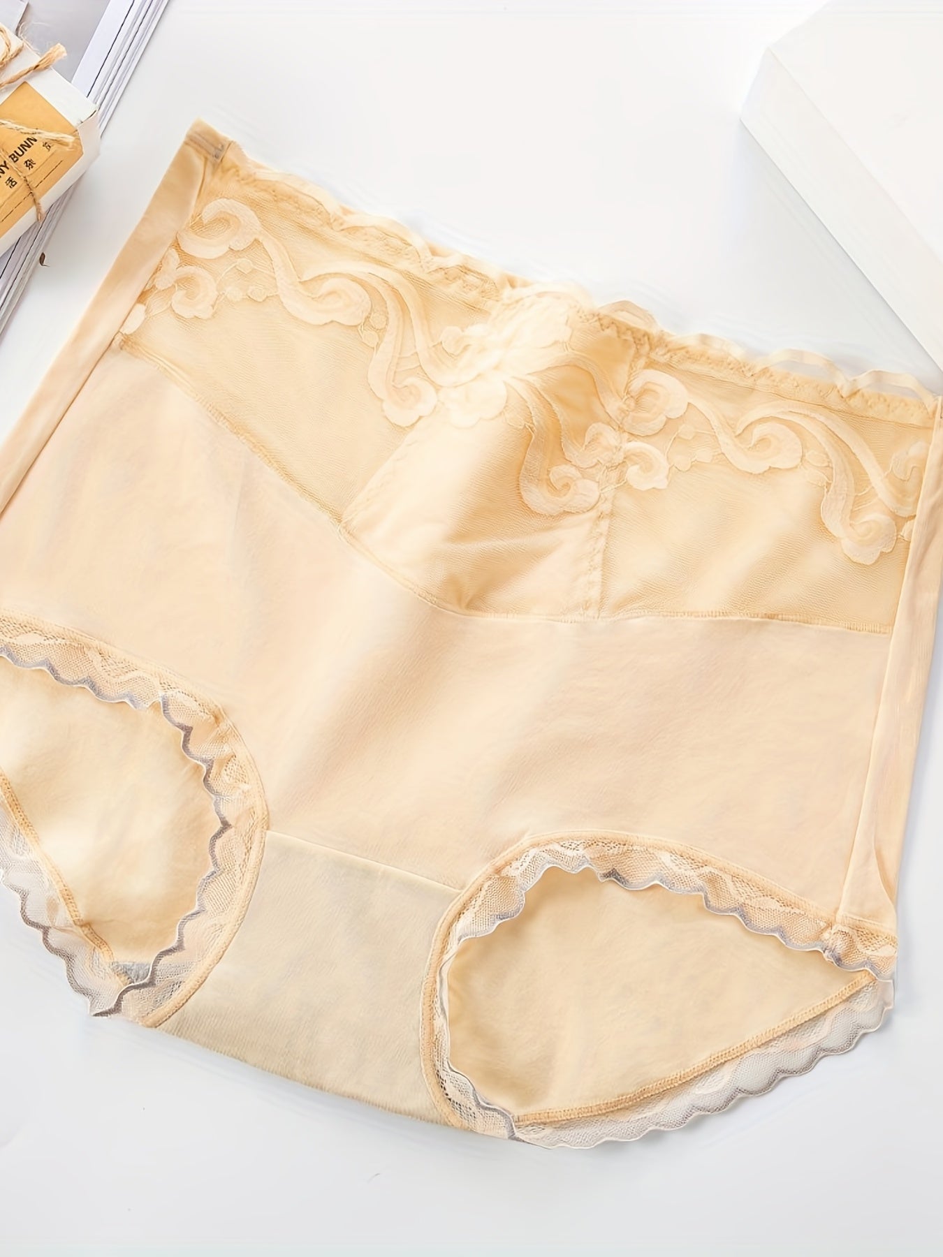 4pcs Contrast Lace Briefs Soft Intimates Panties Women's Lingerie