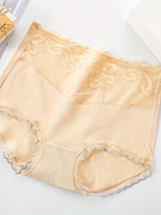 4pcs Contrast Lace Briefs Soft Intimates Panties Women's Lingerie