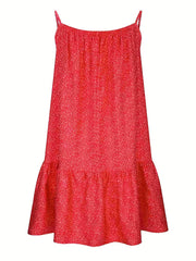 Ditsy Floral Print Dress Spaghetti Strap Ruched Dress