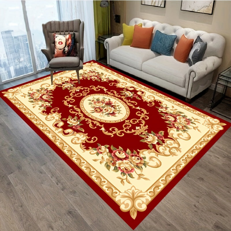 Boho Anti Fatigue Kitchen Rugs Red Vintage Absorbent Non Slip Rugs
