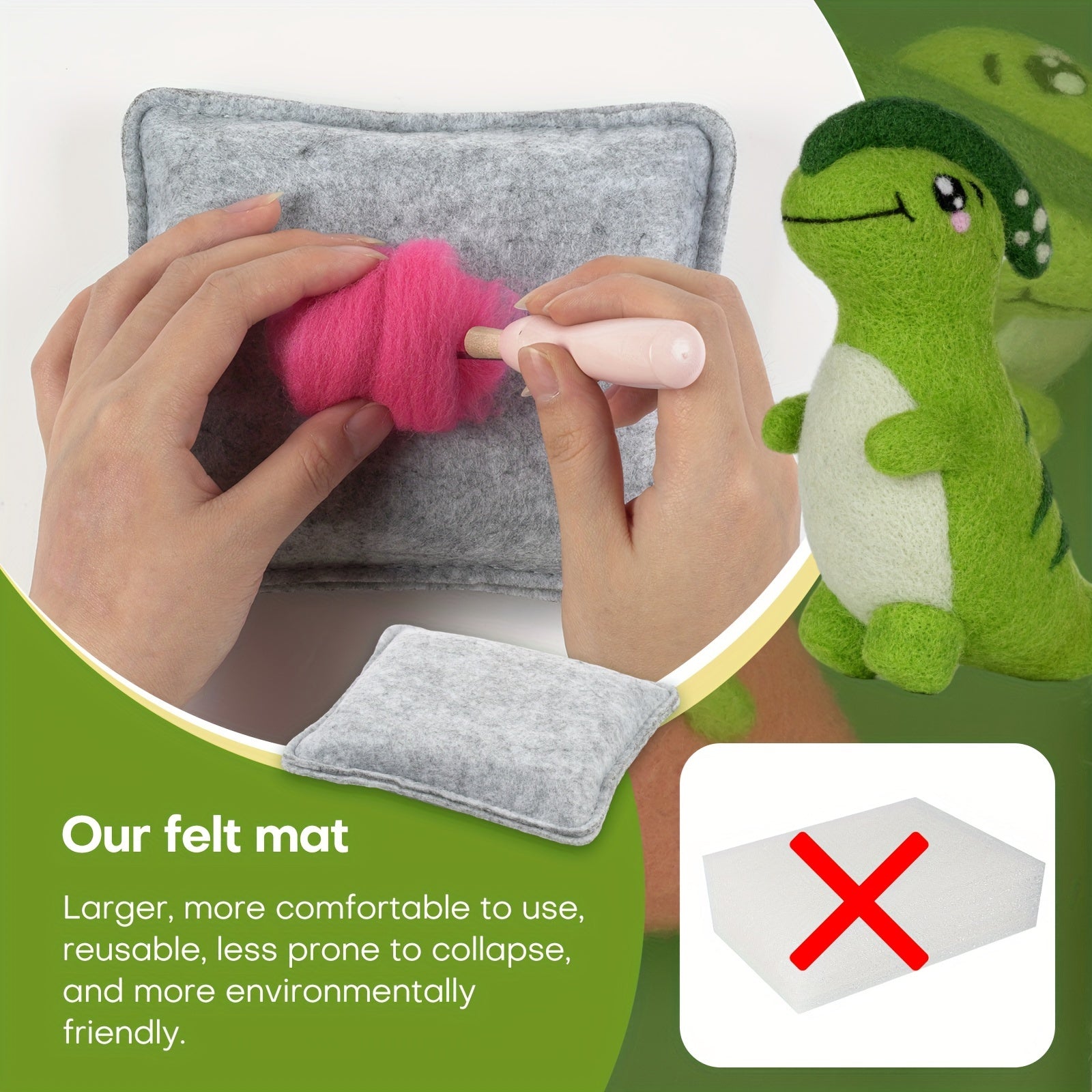 4pcs Beginner Dinosaur Christmas Needle Felting Kit DIY Craft Material
