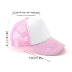 Y2K Letter Print Trucker Hat Pink Block Mesh Baseball Cap