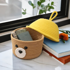 Bear Storage Basket Dog Toy Office Shopping Cotton Rope