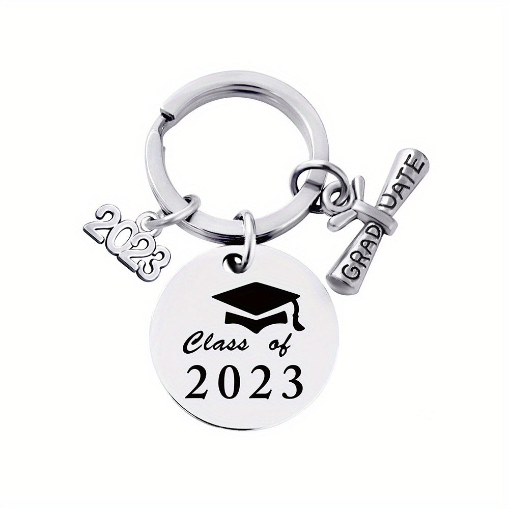 Stainless Steel Graduation Keychain - Letter Engraving Gift for Kids Friends