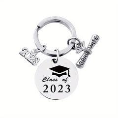 Stainless Steel Graduation Keychain - Letter Engraving Gift for Kids Friends