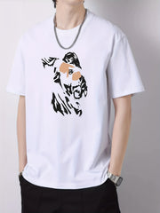 Men's Portrait Pattern Slim Fit T-shirt - Spring/Summer Holiday Top