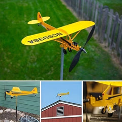 Airplane Weather Vane Metal Wind Spinner for Barn Yard Garden