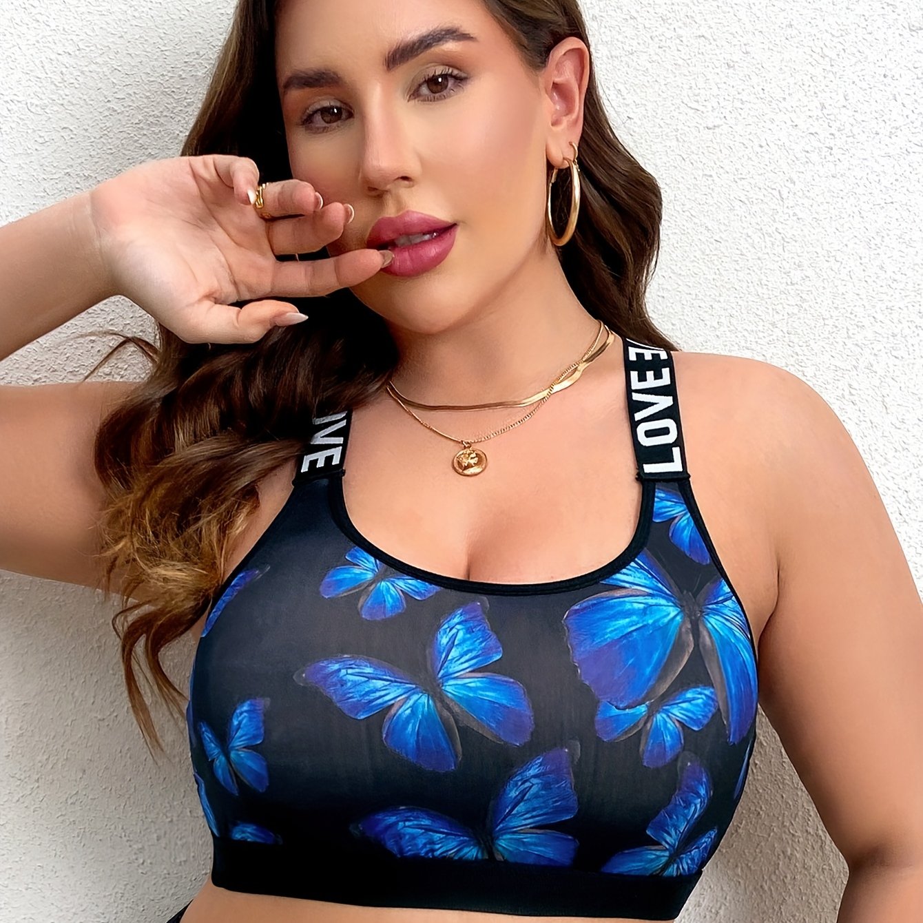 Butterfly Print Racer Back Bra