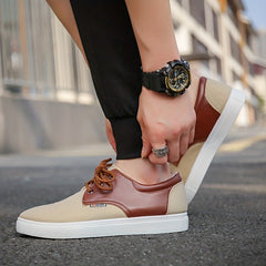Men's Two Tone Lace up Front Canvas Skate Shoes