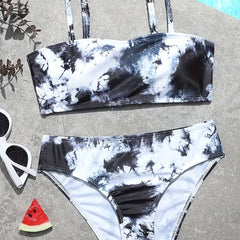Ink Print Bikini Swimsuit Set for Girls Summer Beachwear