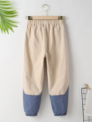 Boys Letter Embroidery Block Spliced Trousers