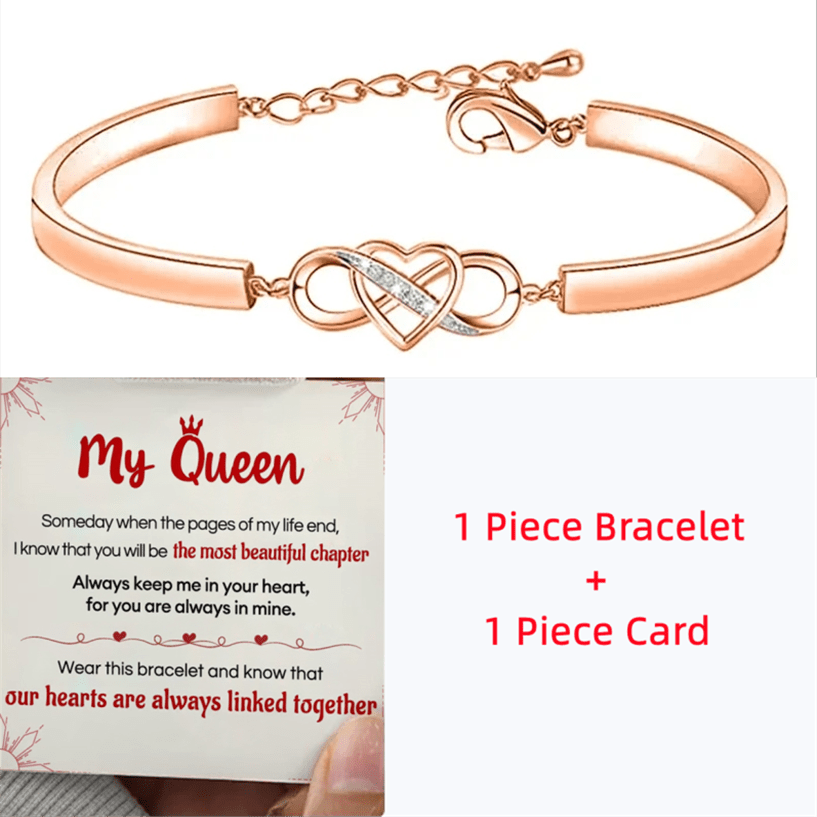 Queen Heart Infinity Bangle Bracelet Gift Card Birthday Christmas Anniversary