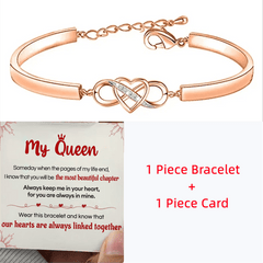 Queen Heart Infinity Bangle Bracelet Gift Card Birthday Christmas Anniversary