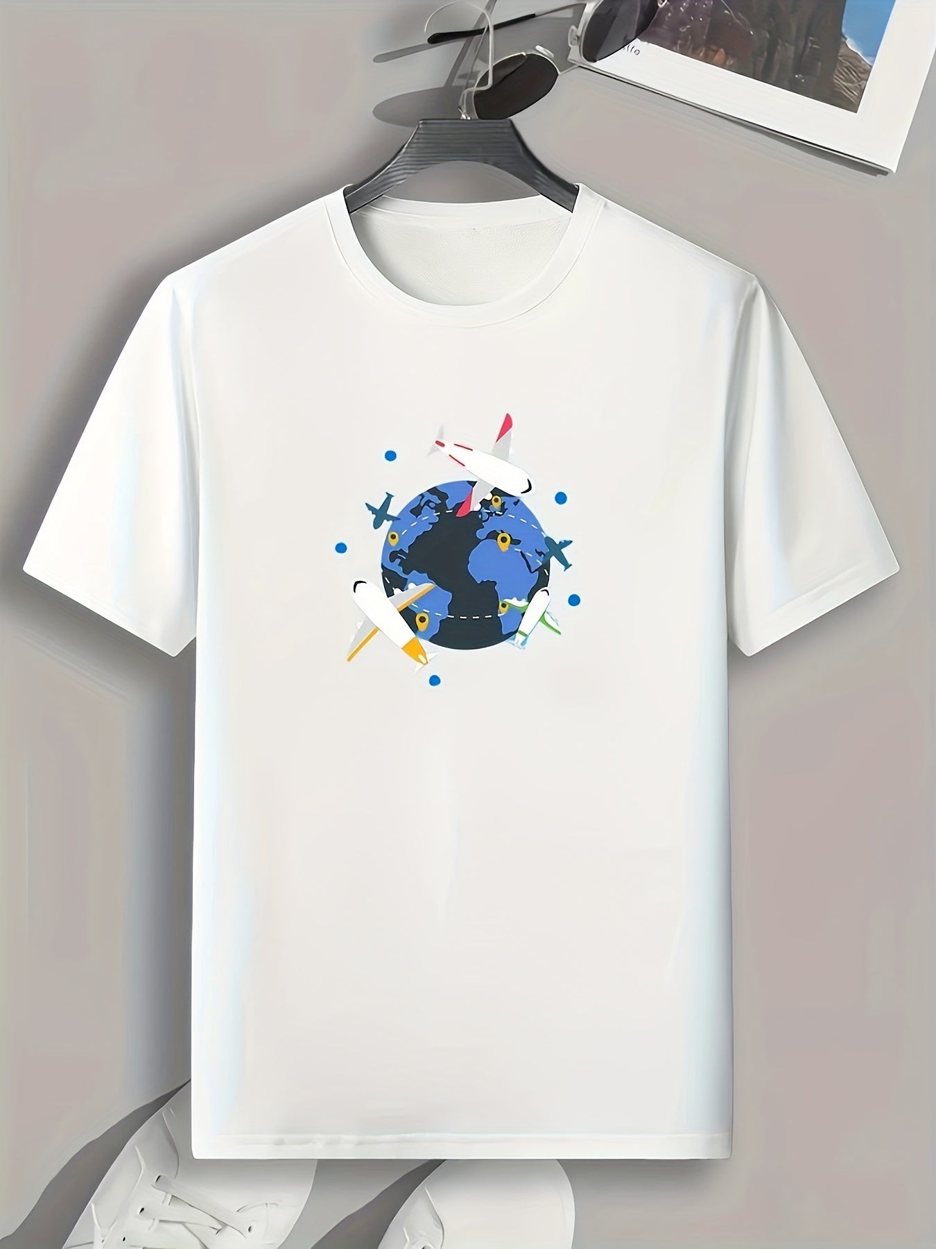 Plane And Earth Graphic Tee For Men