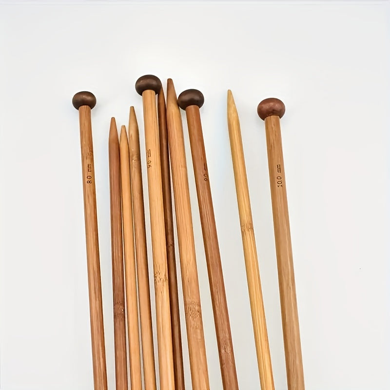 36pcs Bamboo Knitting Stick Needle Set 2mm 10mm Straight Needle with Plug