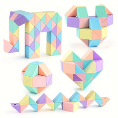Colorful Snake Cube Puzzle Toy 72 Wedges ABS Plastic Fun Educational Gift