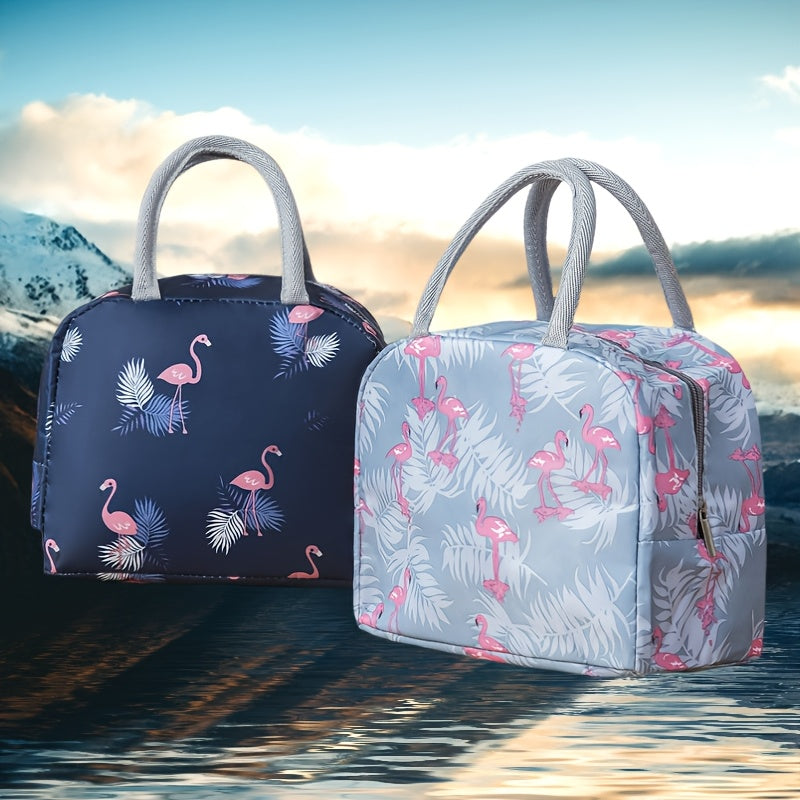 Flamingo Print Lunch Tote Bag Waterproof Thermal Lunch Box Bag
