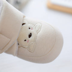 Cartoon Bear Baby Boys Winter Boots Soft Warm Fleece Indoor Walking