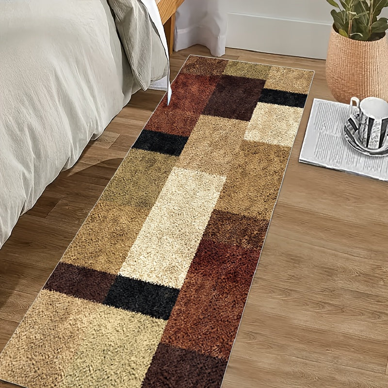 Geometric Runner Rug Soft Kitchen Mat Non Slip Washable Stair Carpet