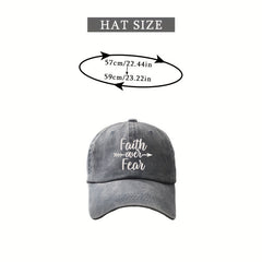 Faith Over Fear Washed Distressed Baseball Cap